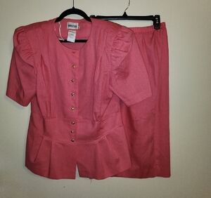 Leslie Fay Pink Midi Skirt Set